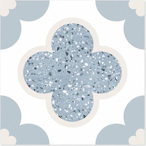 Revêtement de sol en vinyle, à décoller et à coller, 30 x 30 cm, panneaux arrière de cuisine, étanches, amovibles, autocollants décoratifs pour carrelage 10 pièces (Blue and white flowers) (1/5)