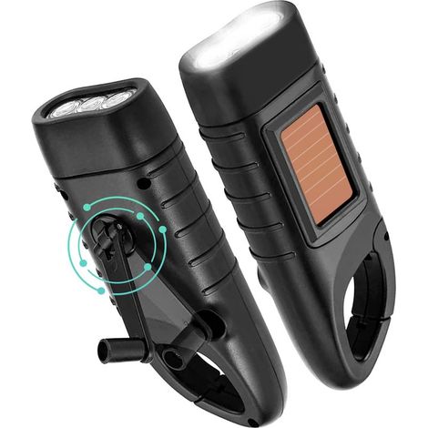 Lampe torche à manivelle en deux parties, lampe torche LED rechargeable à dynamo avec manivelle, lampe de secours à manivelle pour les pannes de courant, le camping et les activités de plein air (1/5)