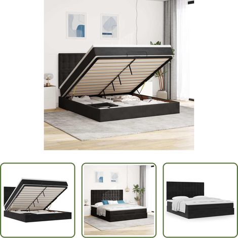 Matratze - Ottoman-Bett mit Matratzen Schwarz 160x200 cm Samt (1/5)