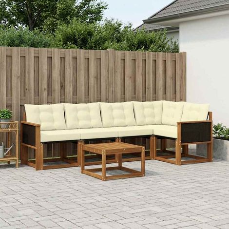 vidaXL Outdoor-Sofagarnitur mit Kissen 6 pcs Natur und Creme (1/5)