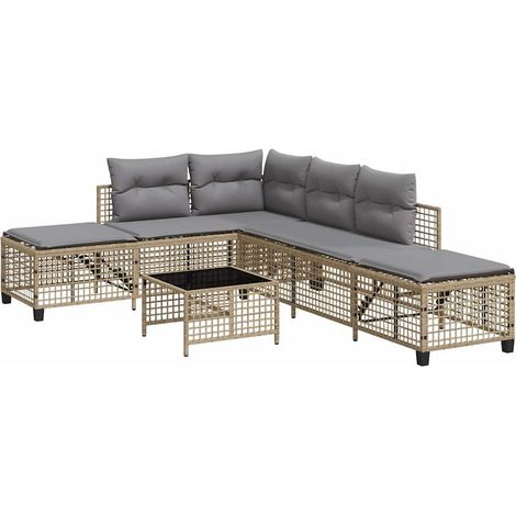 Maison Exclusive - 3-tlg. Garten-Ecksofa-Set mit Kissen Beige Pol
