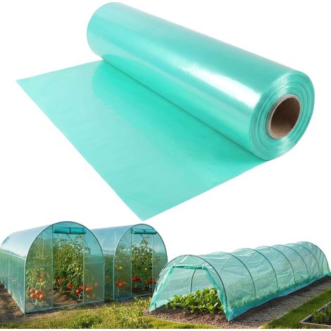 Garronda Bâche pour Serre de Jardin 6x33 m - Film Plastique pour Serre Tunnel LDPE Épais 135μm 3 Couches Anti-UV 4 Saisons Transparent Vert Résistant aux Intempéries et Protège les Cultures GD-0198