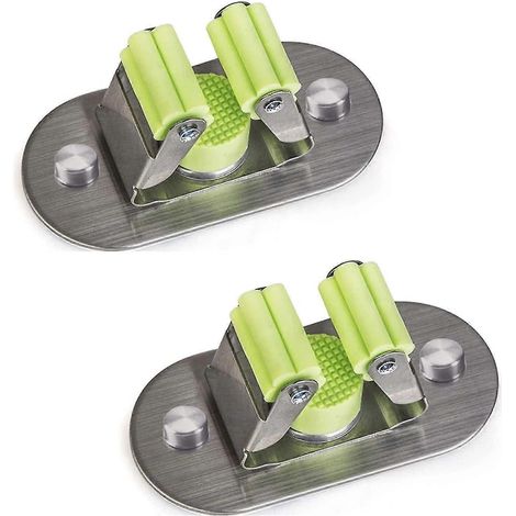Support pour balai et serpillière, installation auto-adhésive/par perçage, acier inoxydable brossé 304, installation et suspension faciles des outils de jardin, 2 pièces (1/5)