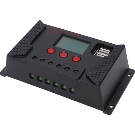 Solar-Laderegler mit LCD-Display, 12 V/24 V, automatische Solarzellenerkennung, 30 A, für Säurebatterien (1/5)