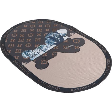 Tapis de bain moderne, absorbant et à séchage rapide, antidérapant, motif robot ours et ellipse (1/4)