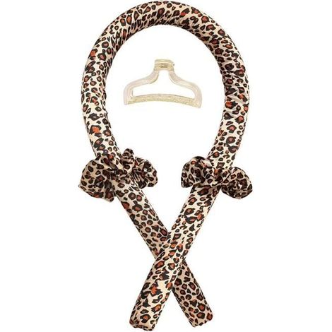 BelleRise - Bandeau bigoudis sans chaleur, ensemble satiné pour cheveux bouclés sans chaleur pendant la nuit, léopard, lot de 1 (1/5)