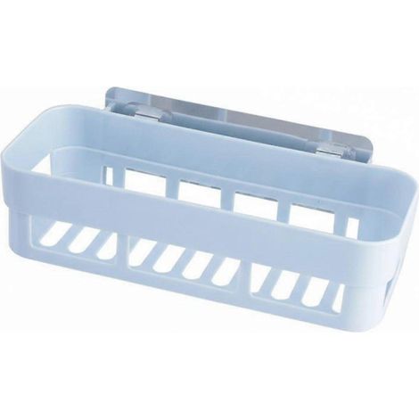 Étagère de salle de bain sans perçage, finition murale imperméable, bleu lac (1/5)