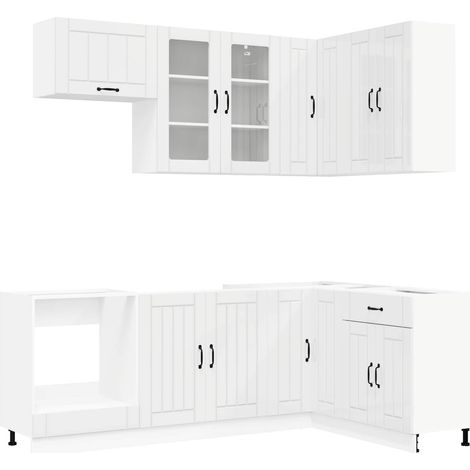 Kitchen Unit LUCCA 8 pcs High Gloss White Engineered Wood vidaXL (1/5)