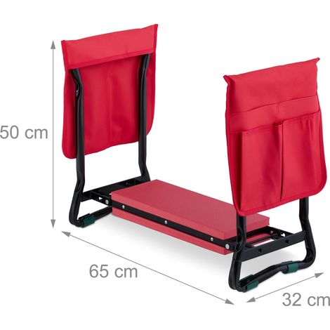 Sgabello da giardino pieghevole 60 x 30 x 25 cm comfort ergonomico pratico 2 in 1 in plastica rossa 130012573