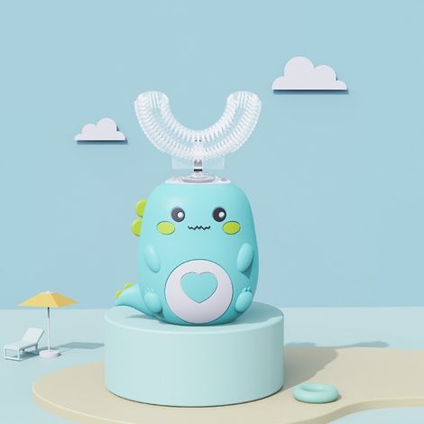 Brosse à dents électrique en forme de U pour enfants, brosse à dents pour tout-petits avec nettoyage sonique / verte / 7-12 ans-AquaForge