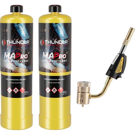 Kit Soplete Piezoeléctrico + 2 Cartuchos Gas MAPPRO 400g  2200°C  Soldadura Profesional HVAC  Alta Precisión