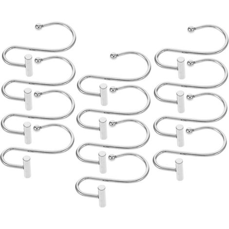 12pièces Crochets pour Rideau de Douche et Tringle Supports Décoratifs Forme de S Lot pour Suspension Facile Salle de Bain ou Chambre (1/5)