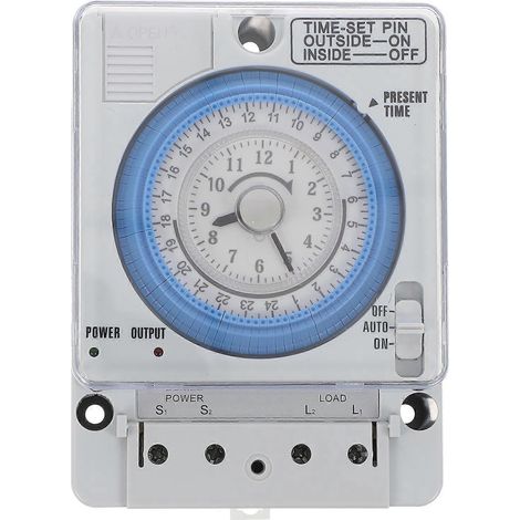Minuteur mécanique précis, interrupteur de contrôle du temps portable et durable pour la cuisine (blanc, 12 V CA/CC)-11X8.4X4cm-White (1/2)