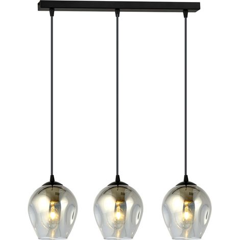 Lampada a Sospensione Istar, Acciaio verniciato a polvere, Vetro, Nero, Grigio, 70x100x14 cm