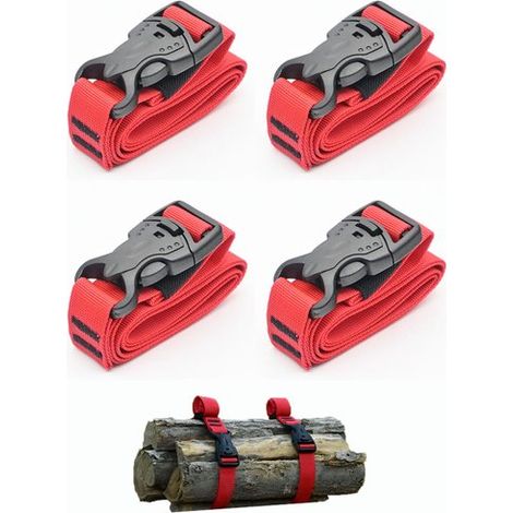 4-stuks Bagageband - Nylon gespband voor buiten - Bevestigingsband voor lading - 1002,5 cm - Gemakkelijk mee te nemen - Geschikt voor korte trips, het vervoeren van bagage, outdooravonturen en het bun (1/5)