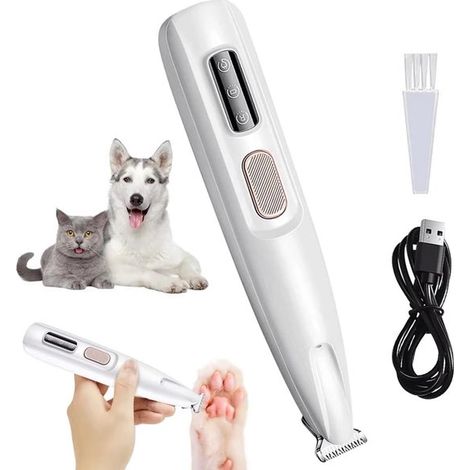 Tierhaartrimmer mit LED Licht Wiederaufladbarer Tierhaartrimmer, wasserdichter Hunde /Katzenhaarschneider, geräuscharmer Hundehaartrimmer für Pfo