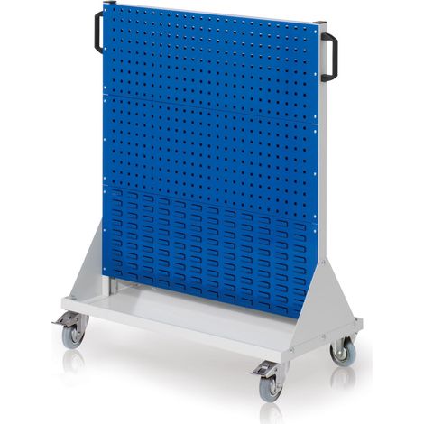 Kappes RasterMobil® mobiler Arbeitsplatzschrank Größe 3 1230x1000x500mm 4 Lochplatten 2 Schlitzplatten - enzianblau
