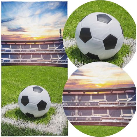 Serviette de plage en coton 70 x 140 cm, motif terrain de football (GOL) (1/4)