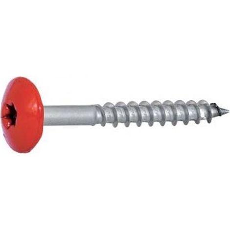 100 Vis de Façade Tête Cylindrique Extra Large Six Lobes 4.8 x 38 mm RAL 3002 Rouge - Inox A2 - D-Work (1/5)