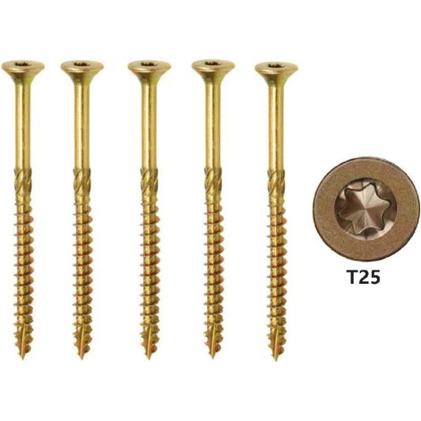 4.5mm Vis À Bois T25 Autotaraudeuses En Acier Au Carbone Torx Jaune Avec Tête Plate Zinguée À Usage Multiple Pour Le Bois (100 Pièces) Taille : 4.5mm X 45mm-RAPANDA (1/4)