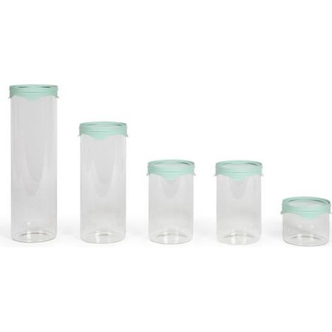 Set de 5 bocaux de conservation - LIVOO - MEN399 - 450 ml - Verre borosciliate - Couvercle en silicone et verre (1/5)