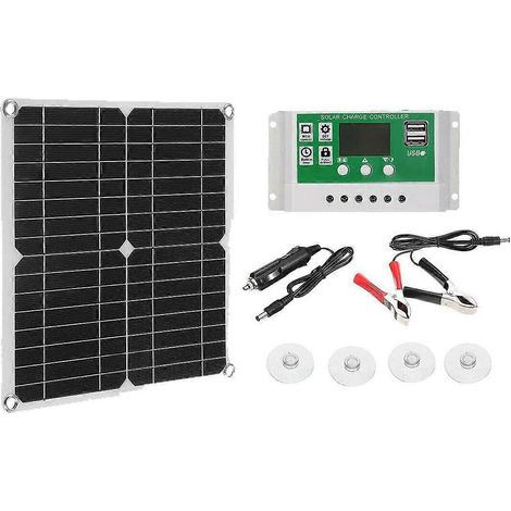 Kit de panneau solaire 12W, comprenant un chargeur et un contrôleur de batterie 12V 50A, compatible avec les camping-cars et les bateaux. (1/5)
