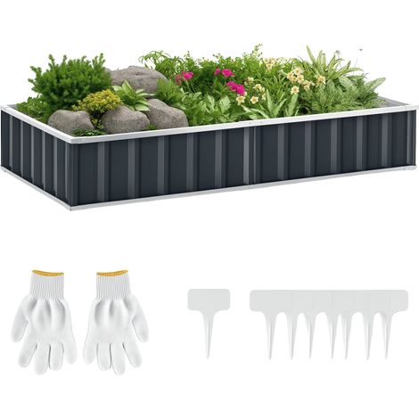 Cajón de jardín, acero resistente, diseño que ahorra espacio, gris, 174 x 90 x 30 cm (1/5)