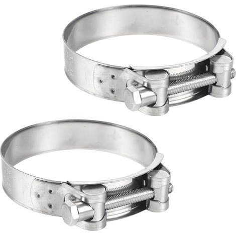 2 Pièces Colliers De Serrage Pour échappement De Moto, Colliers De Serrage En Acier Inoxydable 304 Moto, Pince D'échappement 44-47mm Surface Extérieure Lisse Argentée, Pour Construction Camions (1/5)