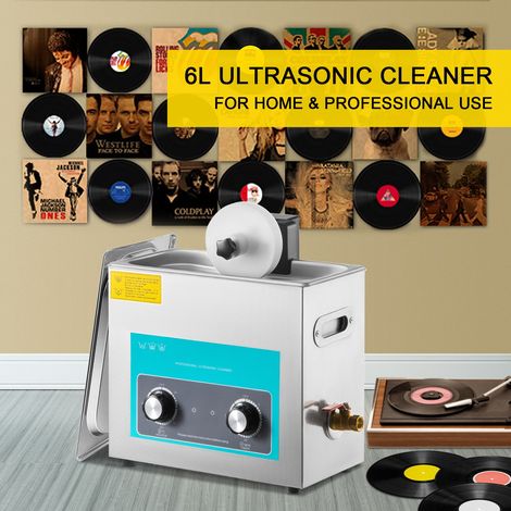 Nettoyeur à Ultrasons pour Disque Vinyle Nettoyeur Ultrasonique Professionnel 6L 4 Disques à La Fois Machine à Ultrason Bac Inox Chauffage Commande par Bouton Nettoyage Profonde Bijoux Prothèse (1/5)