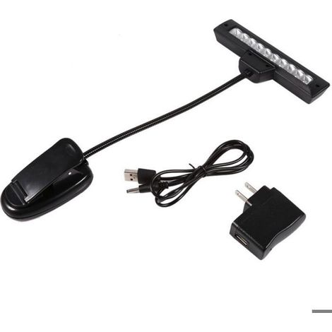 Lampe De Lecture Clip - 10 LED - Bras Réglable Col De Cygne - Alimentation CA 110-220 V - Pour Pupitre Piano Bureau - 1 Pièce (1/3)