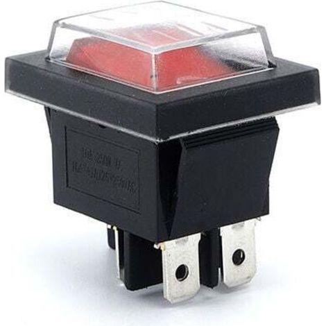 Interruttore a bilanciere ON/OFF a 3 pezzi con luce rossa e copertura impermeabile. (1/4)