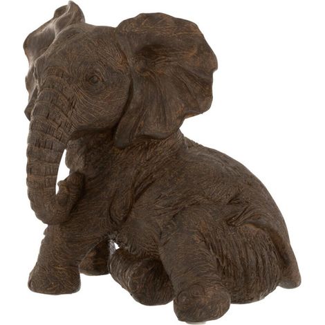 Statuette Déco "Éléphant Couché" 19cm Marron (1/2)