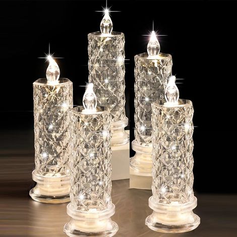 Bougies LED sans flamme Rose Shade, lot de 5 bougies piliers LED romantiques à piles, idéales pour la Saint-Valentin, les anniversaires, les mariages et les décorations de Noël. (1/5)