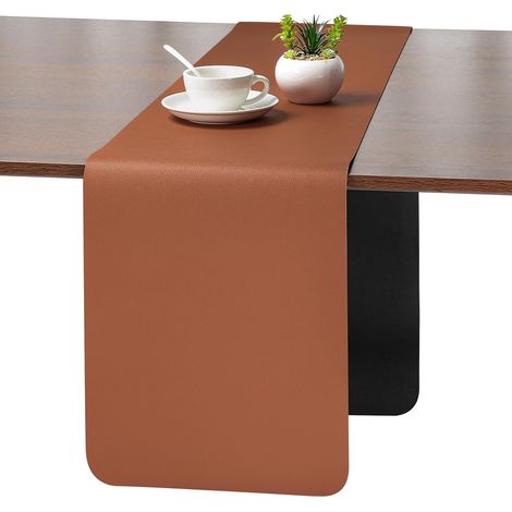 Runner tavola ecopelle impermeabile Nero 30x180 cm (1/5)