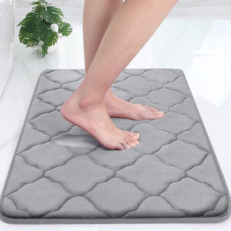 Alfombrilla de baño antideslizante de espuma viscoelástica suave, absorbente, lavable a máquina, 40 × 60 cm, gris, 1 pieza (1/5)