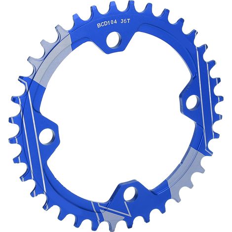 Plateau Lebycle 36T pour VTT, résistant à l'usure, entraxe 104 BCD, dents positives et négatives, bleu (1/5)