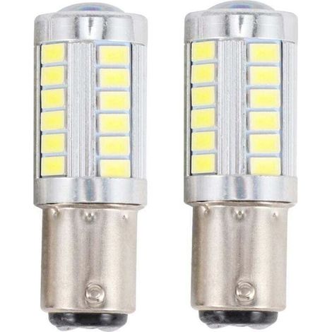 Ampoule LED 1157 P21 5W Bay15D 33 SMD 5730 Pour Feu Stop Clignotant Stationnement Blanc Xenon Lot De 2 (1/4)
