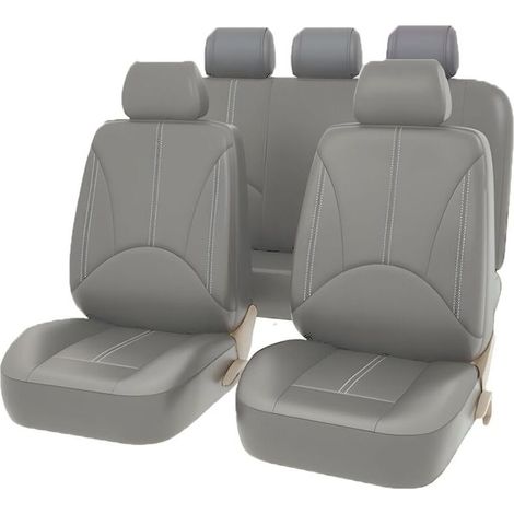 Housse De Siege Voiture - Cuir Pvc Respirant Anti-poussiere - Universelle Pour Avant Et Arriere - Lot De 9 Pieces (1/5)