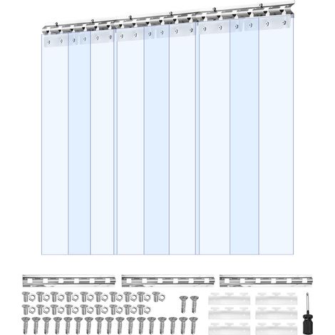 Mophorn Rideau à lanières en PVC 0,9x2,1 m, ensemble de 6 bandes transparentes pour isolation thermique et protection contre le vent, adapté aux portes de chambres froides, supermarchés (1/5)