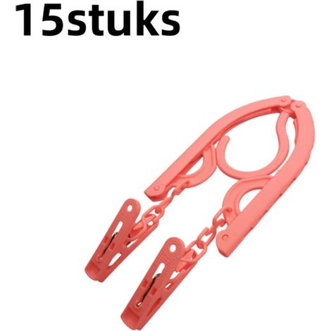 Set of 15 foldable clothes hangers with clips for travel, home and outdoor use, red color (1/5)