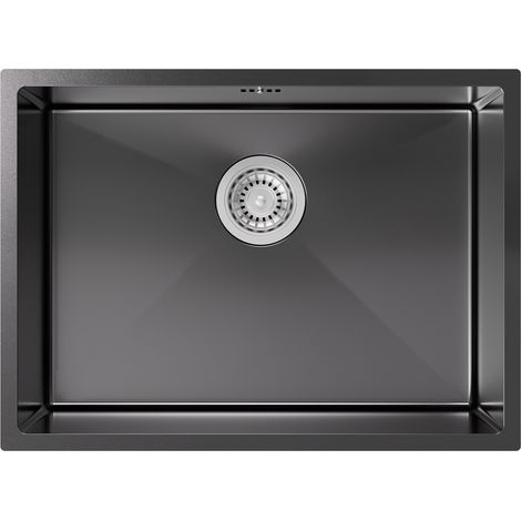 Lavello da cucina in acciaio inox 60 x 44 CM, lavello da incasso per mobili base da 65 CM, antracite