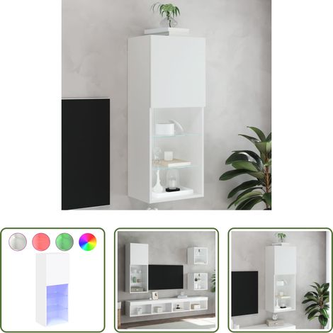LED-Leuchten - TV-Schrank mit LED-Leuchten Weiß 40,5x30x102 cm (1/5)