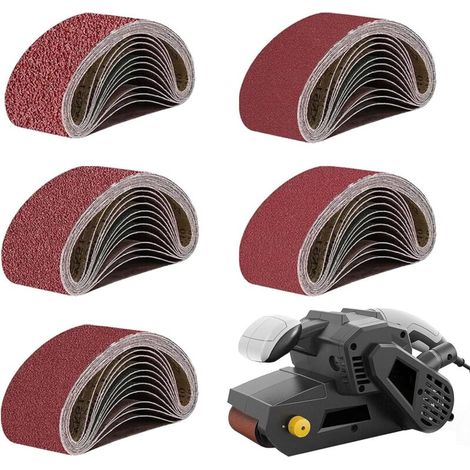 20 Pièces Bande Ponceuse 75x457 Papier Abrasif pour Ponceuse Bande Abrasive 4 de Chacun de 80, 120, 180, 240 et 320 Convient pour le Meulage, L'affûtage et L'élimination de la Rouille (1/5)