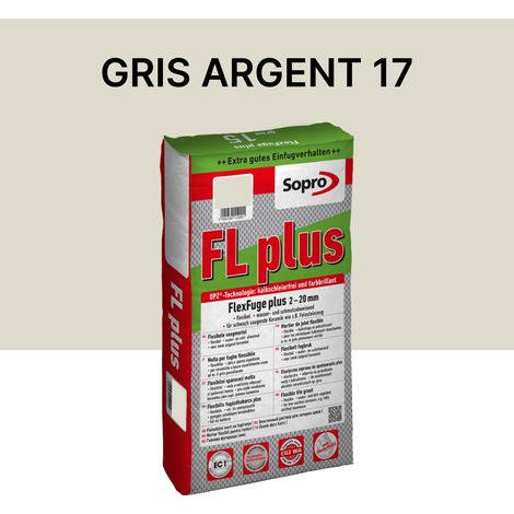 Joint carrelage intérieur et extérieur - 2 à 20 mm - Gris argent 17 - Sopro FL plus - 15 kg