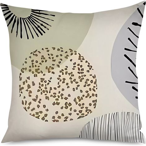 Housse de Coussin Déco Géométrique Noir Blanc Moderne (1/5)