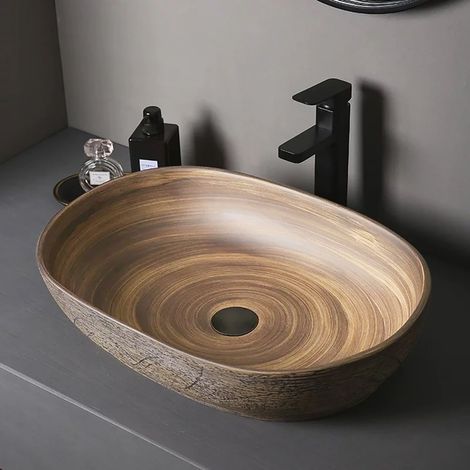 Lavabo de salle de bain ovale en céramique, lavabo rétro