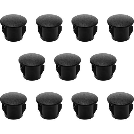 100 x Black Plastic Hole Plugs 10mm Clip On Furniture Cupboard Cabinet Furniture (1/5)