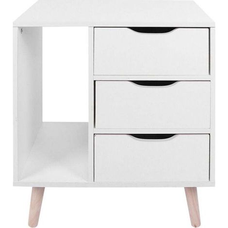 Table de chevet autoportante pour chambre à coucher, table de nuit, armoire avec tiroirs, rangement pour les pieds (1/4)