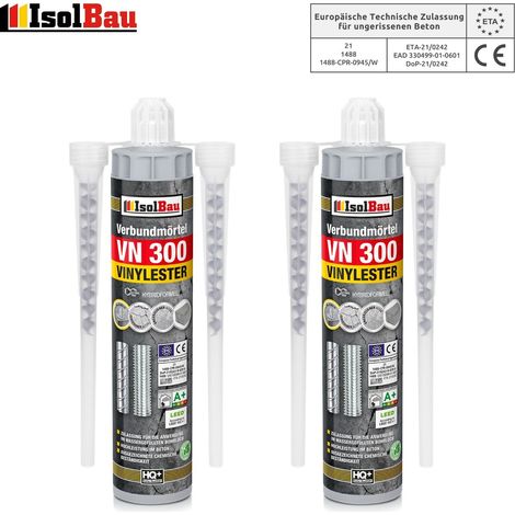 Verbundmörtel 2 x VN 300ml Injektionsmörtel 4x Statikmischer ETA Zulassung (1/5)