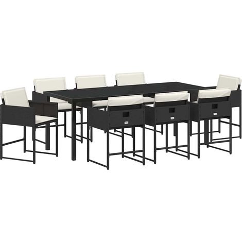 Maison Exclusive - Set da Pranzo per Giardino 9 pcs Nero polyrattan
